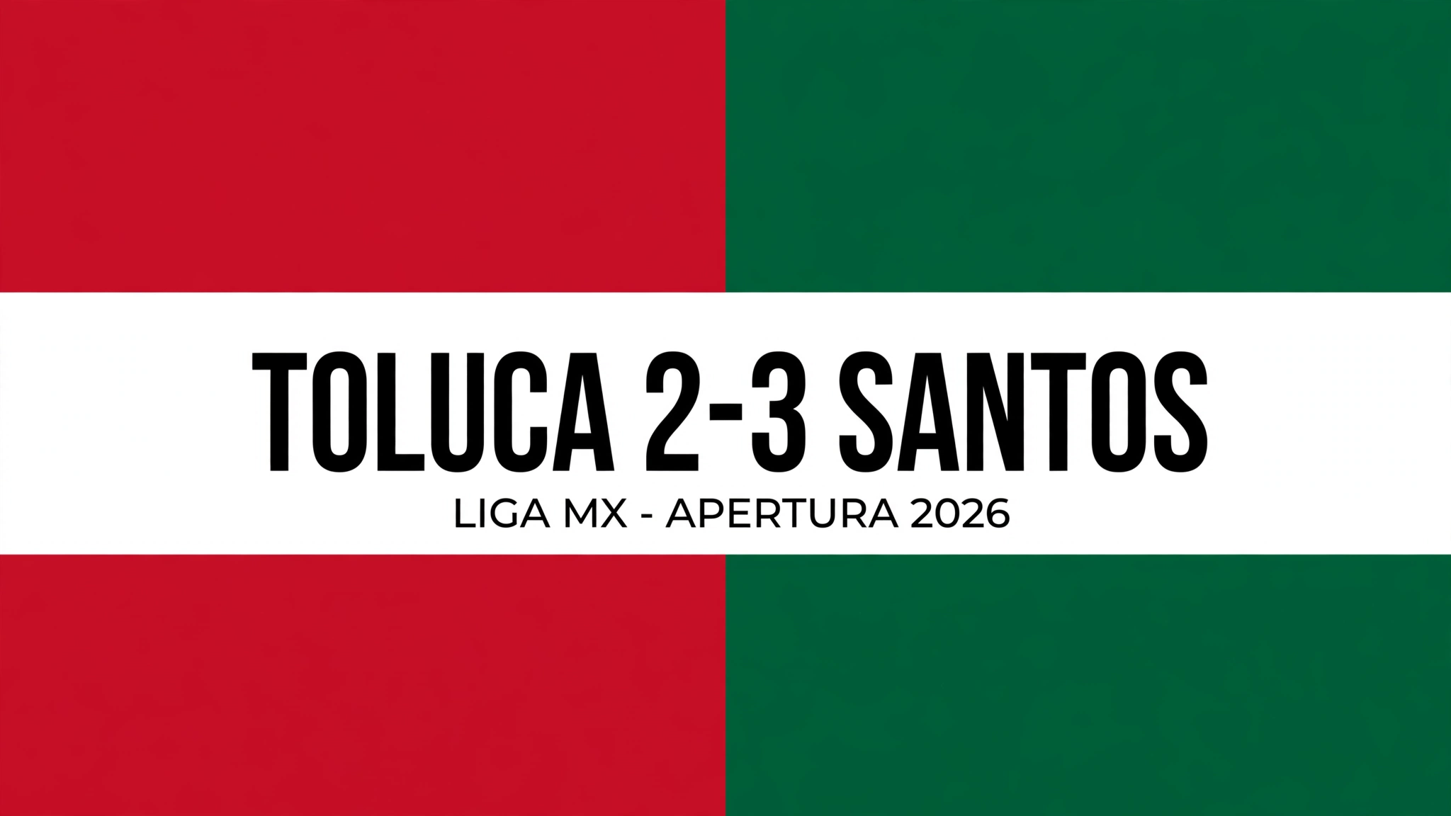 Toluca 2-3 Santos Laguna final score graphic